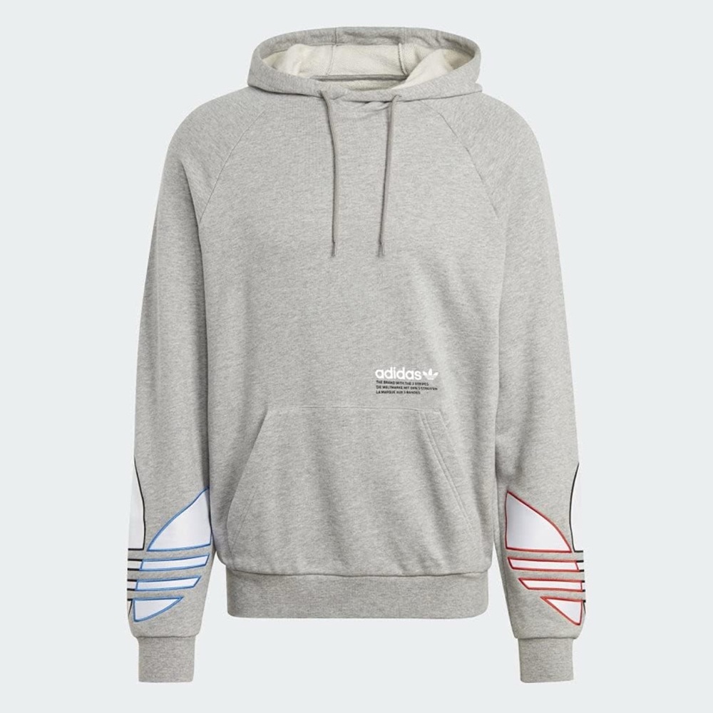 NWT Men’s Adidas Retro Sports Gray Tricolor Pullover Hoodie Sweater Size L